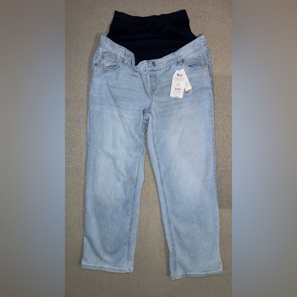 Time and Tru size Large Women's light blue wash Maternity Straight Jeans NWT